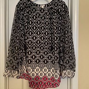 Patterned Black and White Blouse